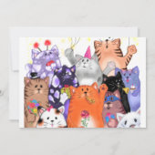 Happy Birthday Card Happy Cat Party Celebration (Rückseite)