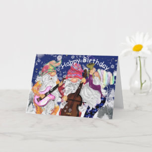 Happy Birthday Card Happy Gnomes Music Band Karte