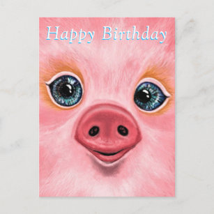 Happy Birthday Card - Happy Piglet Postkarte