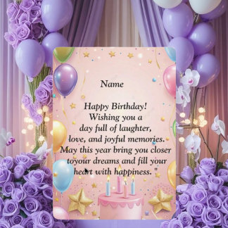  Happy Birthday Card - Joyful Wishes, Balloons & C Einladung