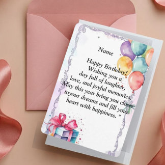  Happy Birthday Card - Joyful Wishes, Balloons & C Einladung