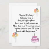 Happy Birthday Card - Joyful Wishings, Balloons & Einladung (Vorne/Hinten)