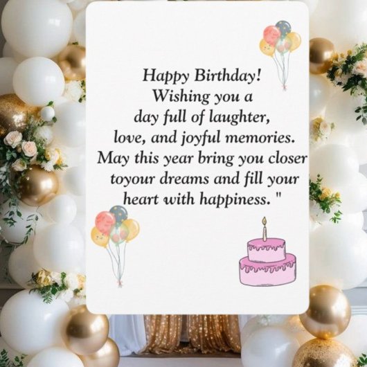 Happy Birthday Card - Joyful Wishings, Balloons &  Einladung