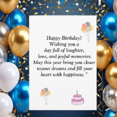 Happy Birthday Card - Joyful Wishings, Balloons &  Einladung