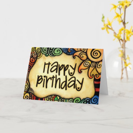 Happy Birthday Card Karte (Gelbe Blume)