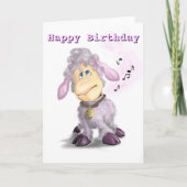 Happy Birthday Card Kleines Lamm mit Glocke Karte (Vorderseite)