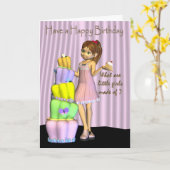 Happy Birthday Card Kleines Mädchen mit einem groß Karte (Gelbe Blume)