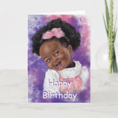 Happy Birthday Card Kleines Mädchen mit rosa Band Karte (Vorderseite)