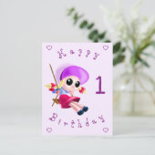 Happy Birthday Card Kleines Mädchen Schwingen Sie Postkarte (Stehend Vorderseite)