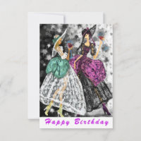 Happy Birthday Card Ladys Drinking Wine - Chef