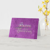 Happy Birthday Card Lila Graffiti Text Karte (Gelbe Blume)