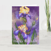 Happy Birthday Card Lila Iris Blume Irises Karte (Vorderseite)