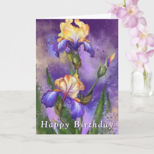 Happy Birthday Card Lila Iris Blume Irises Karte (Orchidee)