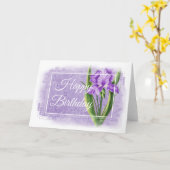 Happy Birthday Card - Lila Iris d2 Karte (Gelbe Blume)