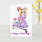 Happy Birthday Card (Lila) Karte (Gelbe Blume)