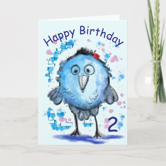 Happy Birthday Card Little Blue Bird Karte (Vorderseite)