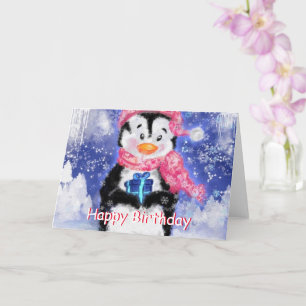 Happy Birthday Card Little Penguin - Winter Karte