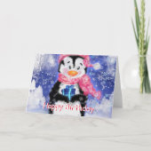 Happy Birthday Card Little Penguin - Winter Karte (Vorderseite)