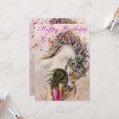 Happy Birthday Card - Mädchen und Pferd Karte (Vorderseite/Rückseite Beispiel)