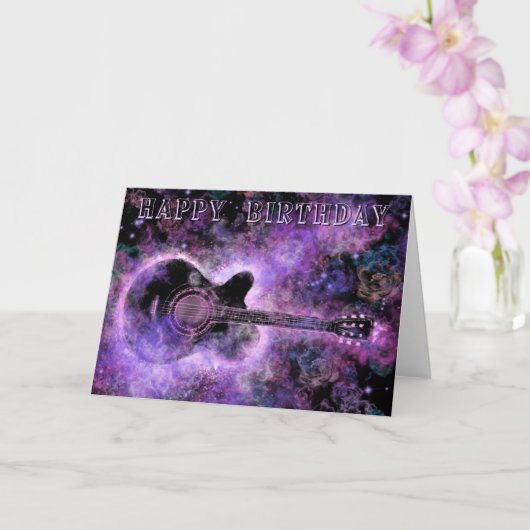 Happy Birthday Card Magic Gitarre Musik Karte (Orchidee)