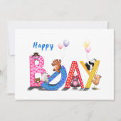 Happy Birthday Card mit Baby Bears Party (Vorderseite)