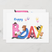 Happy Birthday Card mit Baby Bears Party (Vorne/Hinten)