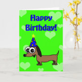 Happy Birthday Card mit Cartoon Dackel Karte (Gelbe Blume)