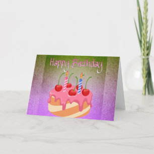 Happy Birthday Card mit Cherry Cake Karte