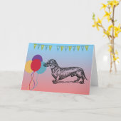 Happy Birthday Card mit Dackel Dog Karte (Gelbe Blume)