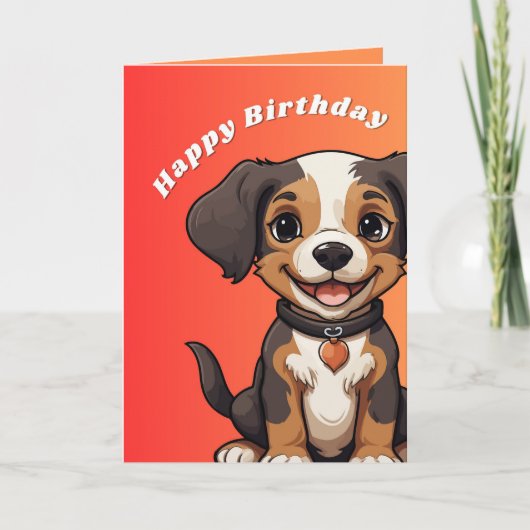 Happy Birthday Card mit Dog Graphic Dankeskarte (Vorderseite)