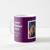 Happy Birthday Card mit Foto auf einer Tasse