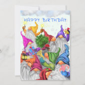 Happy Birthday Card mit Gnome Party (Vorderseite)
