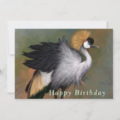 Happy Birthday Card mit grauem Kranvogel (Vorderseite)