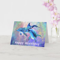 Happy Birthday Card mit Happy Dolphin Couple