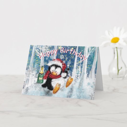Happy Birthday Card mit Happy Penguin Karte (Kleine Pflanze)