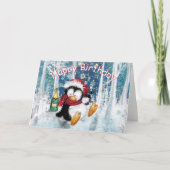 Happy Birthday Card mit Happy Penguin Karte (Vorderseite)