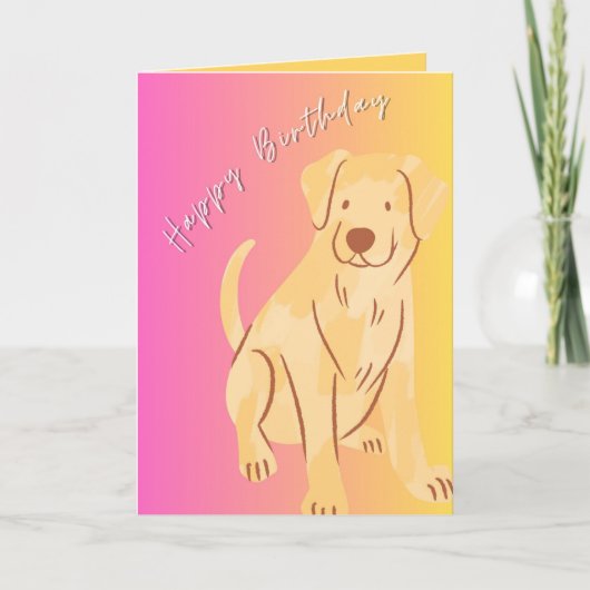 Happy Birthday Card mit Hund Graphic, Pink Dankeskarte (Vorderseite)