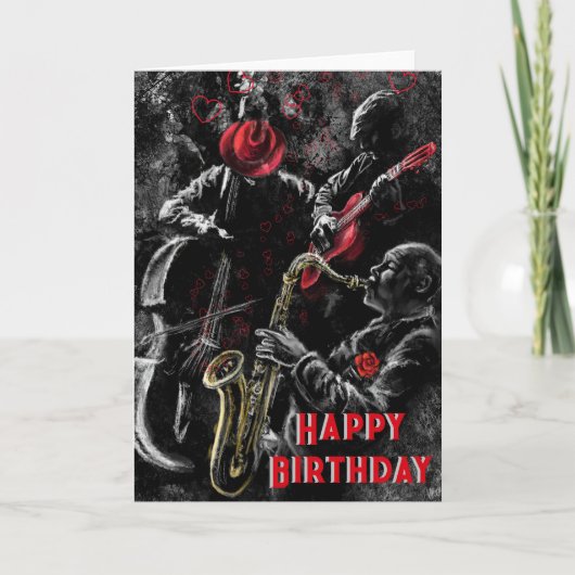 Happy Birthday Card mit Jazz Music Band Karte (Vorderseite)