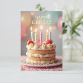 Happy Birthday Card mit Kuchen RSVP Karte (Stehend Vorderseite)