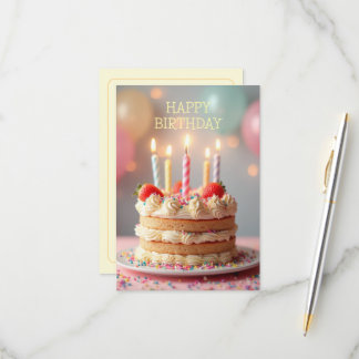 Happy Birthday Card mit Kuchen RSVP Karte
