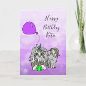 Happy Birthday Card mit Lhasa Apso Shih Tzu Karte (Vorderseite)