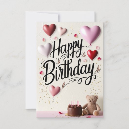 Happy Birthday Card mit Liebe Herz (Vorderseite)