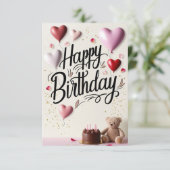 Happy Birthday Card mit Liebe Herz (Stehend Vorderseite)