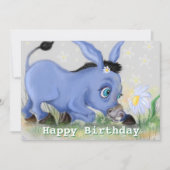Happy Birthday Card mit Little Donkey und Daisy (Vorderseite)