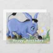 Happy Birthday Card mit Little Donkey und Daisy (Vorne/Hinten)