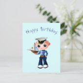 Happy Birthday Card mit Little Sailor Boy Postkarte (Stehend Vorderseite)