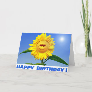 Happy Birthday Card mit lustiger Sonnenblume Karte