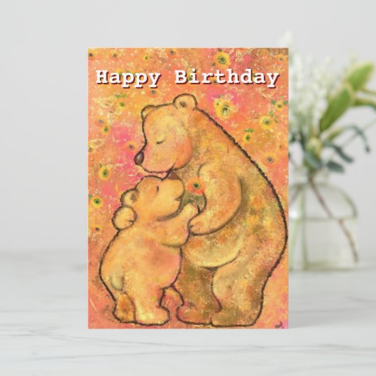 Happy Birthday Card mit Mama und Baby Bear Liebe (Stehend Vorderseite)