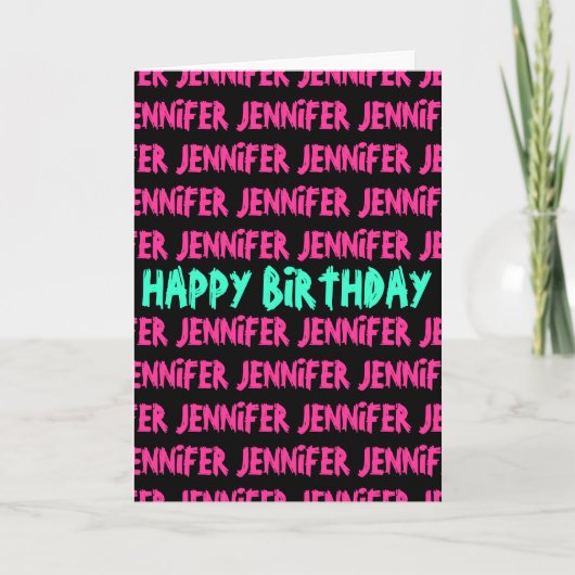Happy Birthday Card mit neonfarbenem Text Karte (Vorderseite)