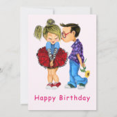 Happy Birthday Card mit Niedlichem Paar (Rückseite)